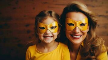 mamá y niña me gusta superhéroe foto