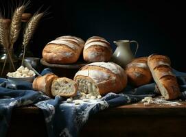 Fresh tasty bread background photo