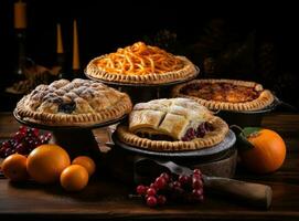 Thanksgiving day pies for dinner photo