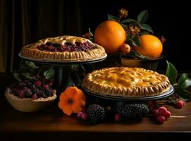 Thanksgiving day pies for dinner photo