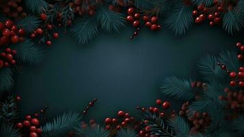 Christmas background with fir and berries photo