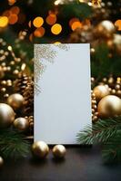 blanco blanco saludo tarjeta Bosquejo, hermosa antecedentes decorado para Navidad foto