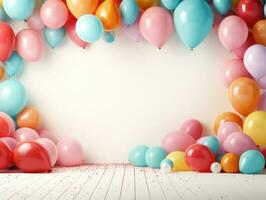 Birthday background with balloons photo
