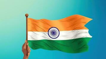 Hand holding India flag photo