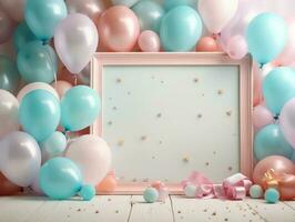 Birthday background with balloons photo