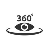 Vector illustration of 360 degree views icon in dark color and white background