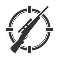 Vector illustration of target rifle icon in dark color and white background