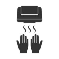 Vector illustration of hand dryer icon in dark color and white background
