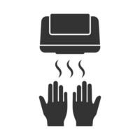 Vector illustration of hand dryer icon in dark color and white background