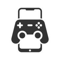 Vector illustration of smartphone games icon in dark color and white background