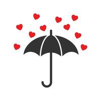 Vector illustration of love umbrella icon in dark color and white background