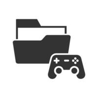 Vector illustration of games folder icon in dark color and white background