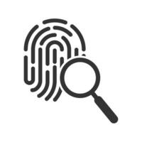 Vector illustration of fingerprint search icon in dark color and white background