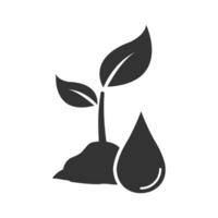 Vector illustration of plant water icon in dark color and white background