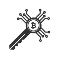 Vector illustration of bitcoin lock icon in dark color and white background