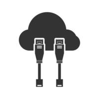 Vector illustration of cloud ethernet port icon in dark color and white background