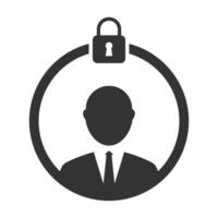 Vector illustration of account lock icon in dark color and white background