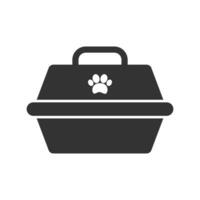 Vector illustration of pet cage icon in dark color and white background