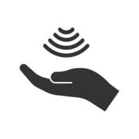 Vector illustration of hand sensors icon in dark color and white background