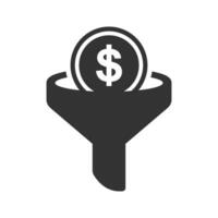 Vector illustration of money filters icon in dark color and white background