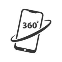 Vector illustration of 360 degree smartphones icon in dark color and white background