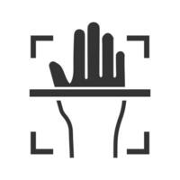 Vector illustration of hand scans icon in dark color and white background