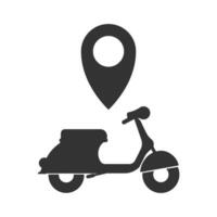 Vector illustration of motor location icon in dark color and white background