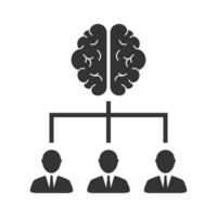 Vector illustration of team structure brain icon in dark color and white background