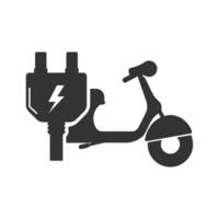 Vector illustration of electric motor plug-in icon in dark color and white background