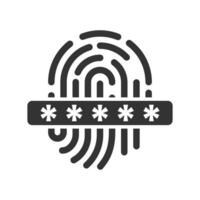 Vector illustration of fingerprint password icon in dark color and white background