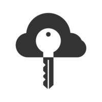 Vector illustration of cloud lock icon in dark color and white background