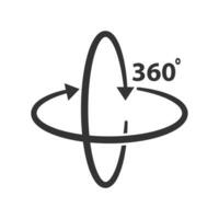 Vector illustration of 360 degree view icon in dark color and white background