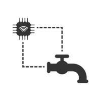 Vector illustration of faucet technology icon in dark color and white background