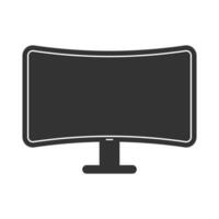 vector ilustración de curvo monitores icono en oscuro color y blanco antecedentes