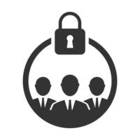 Vector illustration of group lock icon in dark color and white background