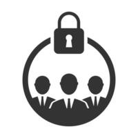 Vector illustration of group lock icon in dark color and white background