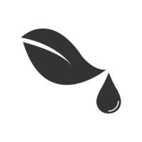 Vector illustration of liquid from the leaves icon in dark color and white background