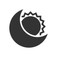 Vector illustration of solar eclipse icon in dark color and white background