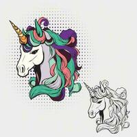 Magical Cute unicorn, Vector illustration of a unicorn head.