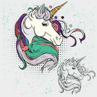 mágico linda unicornio, vector ilustración de un unicornio cabeza.