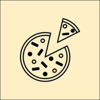 a pizza slice icon in a line style vector