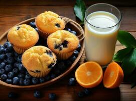 Cupcakes with blueberries photo