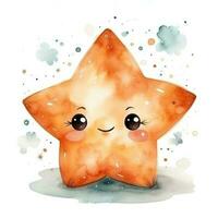 Cute little watercolor star isolated photo