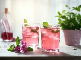 Watermelon juice in glass photo