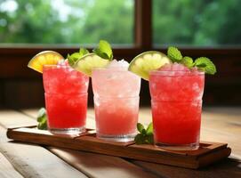 Watermelon juice in glass photo