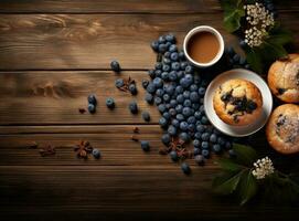 Cupcakes with blueberries photo