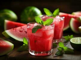 jugo de sandia en vaso foto