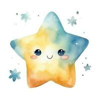 Cute little watercolor star isolated photo