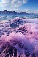 Violet ocean hills, minimalist fine art photography. photo