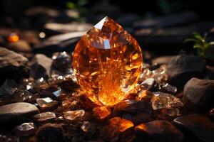 Sacral orange chakra. Ethereal. No people. Crystal vibe. photo